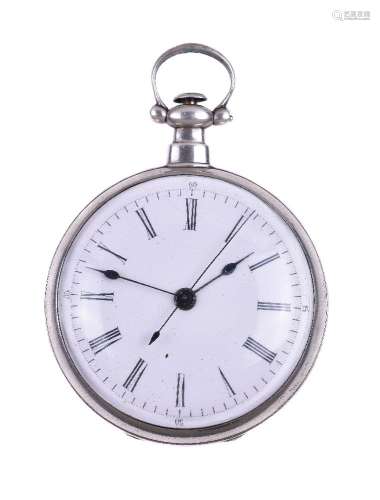 Unsigned, Silver coloured open face pocket watch
