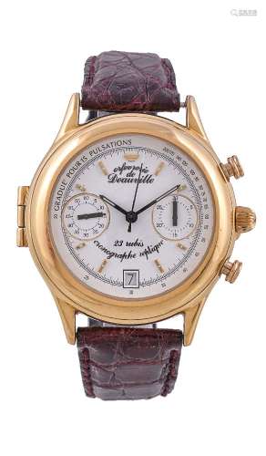 ϒ Unsigned,Gold plated chronograph wrist watch