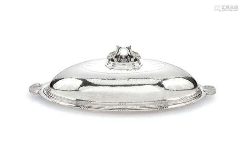 Georg Jensen, a Danish silver oval fish dish, drainer and cover