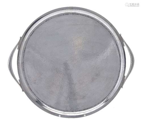 Georg Jensen, a Danish silver circular twin handled tray