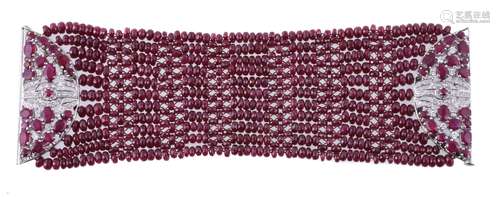 A ruby and diamond bracelet