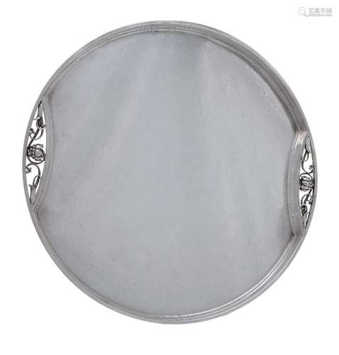 Georg Jensen, a Danish silver circular twin handled tray