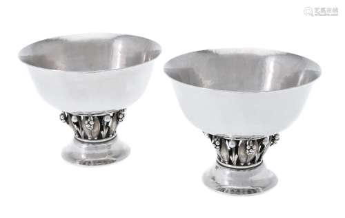 Georg Jensen, a pair Danish silver pedestal bowls