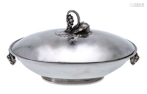 Georg Jensen, a Danish silver Grape pattern vegetable dish and cover