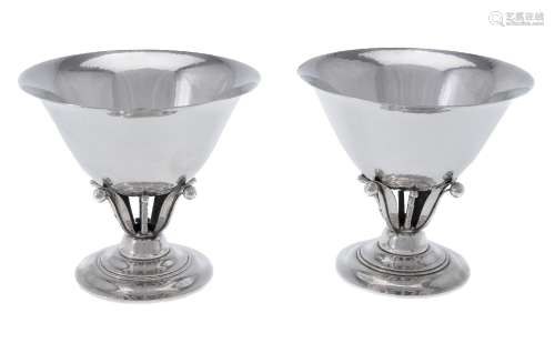 Georg Jensen, a pair of Danish silver pedestal bowls