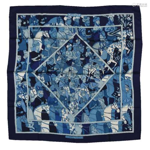 Hermès, Ali-Baba, a blue silk scarf