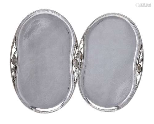 Georg Jensen, a pair of Danish silver Blossom pattern trays