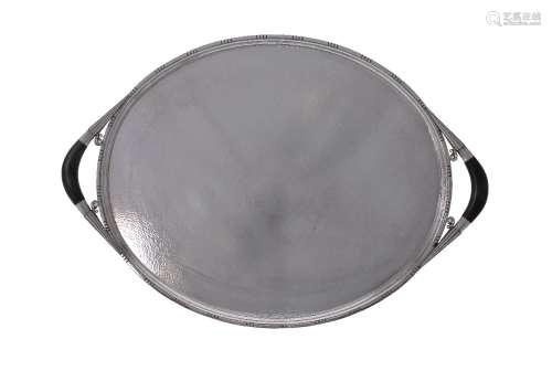 ϒ Georg Jensen, a Danish silver twin handled oval Cosmos tray