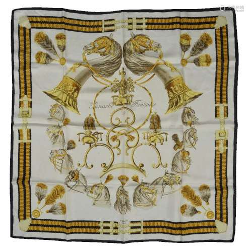 Hermès, Panache and Fantasie, a white silk scarf