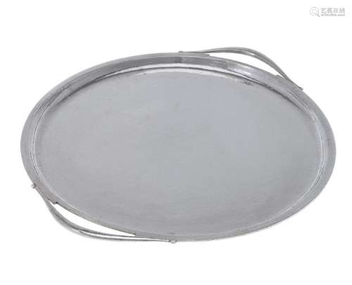 Georg Jensen, a Danish silver circular twin handled tray