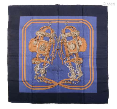 Hermès, Brides De Gala, a blue silk scarf