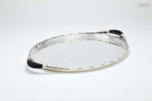 ϒ Georg Jensen, a Danish silver twin handled oval Cosmos tray