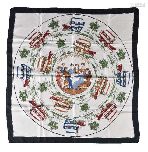 Hermès, Jeu Des Omnibus Et Dames Blanches, a silk scarf