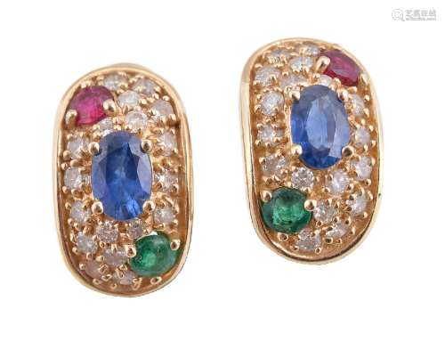 A pair of multi gem earrings