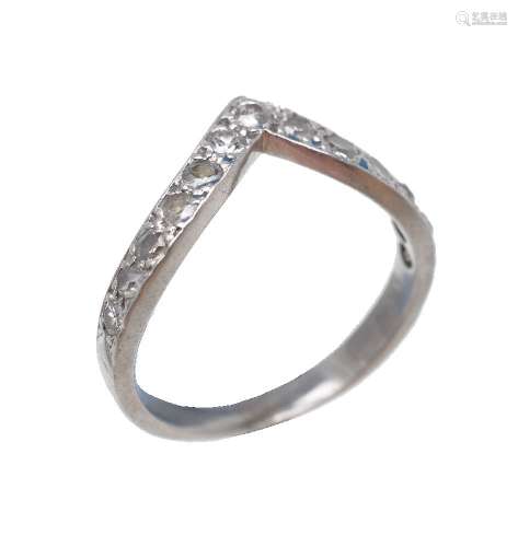 A wishbone shaped diamond ring