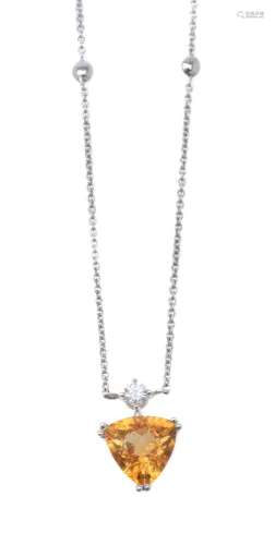A citrine and diamond necklace
