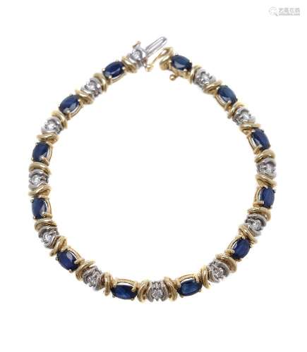 A sapphire and diamond bracelet