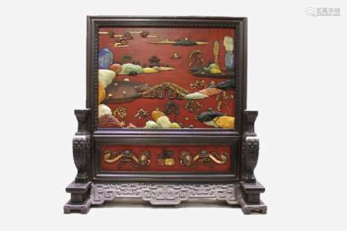 A LARGE CHINESE LACQUERWARE SCREEN