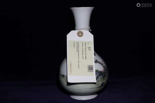 A FAMILLE ROSE BOTTLE VASE, QIANLONG MARK