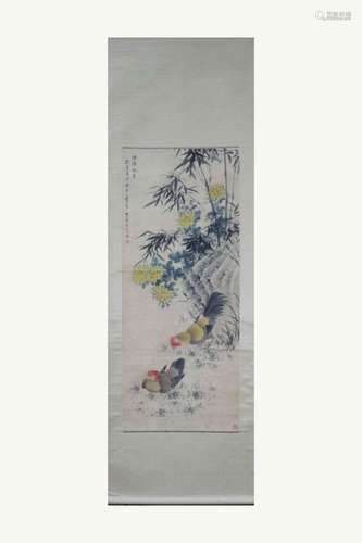 A CHINESE PAINTING OF CHICKEN