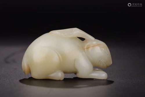 A HETIAN JADE FIGURE OF RABBIT