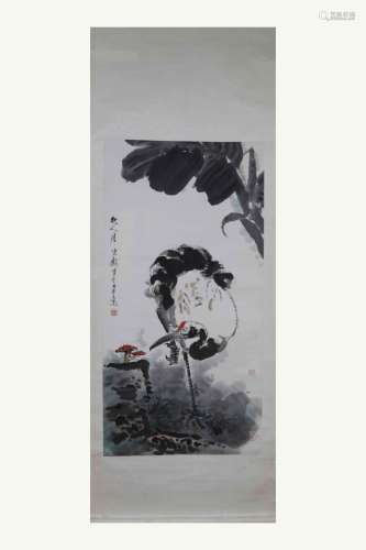 A CHINESE INK PAINTING OF HERON