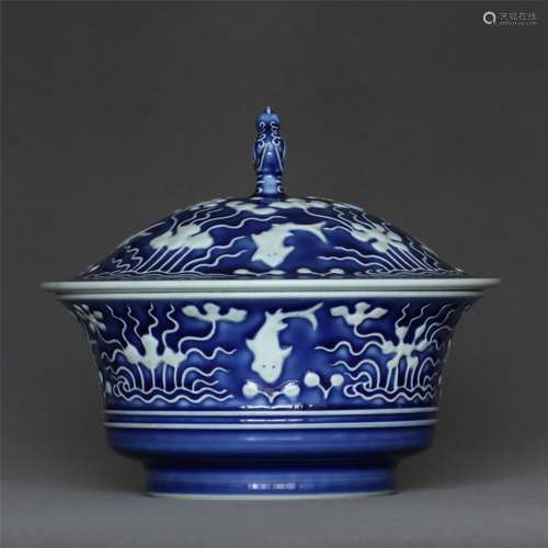 A BLUE GLAZE BOWL WITH COVER, YONGZHENG MARK