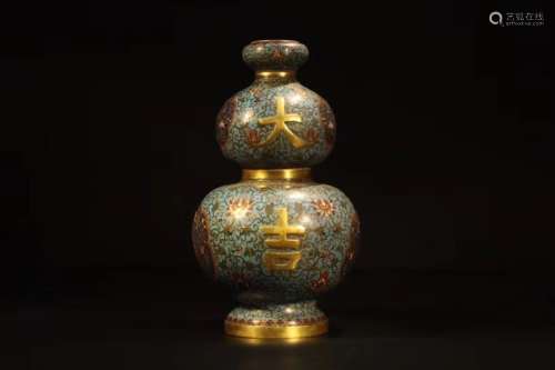 A CLOSIONNE GOURD VASE, QIANLONG MARK