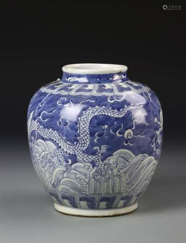 A BLUE AND WHITE `DRAGON` JAR