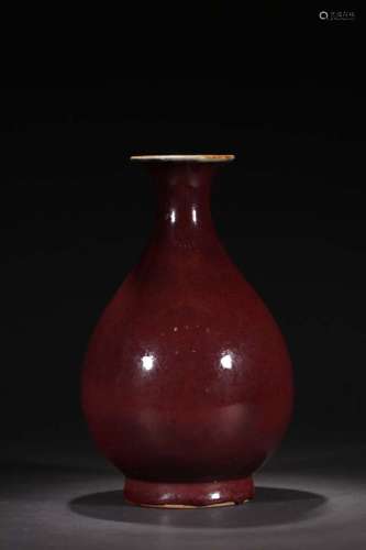 A RED GLAZED YUHUCHUN VASE, QIANLONG MARK