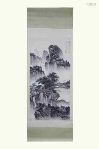 A CHINESE INK PAINTING OF LANDSCAPE