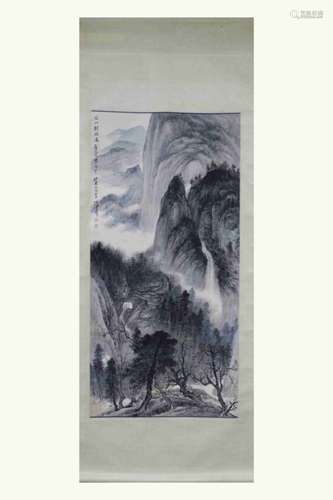 A CHINESE INK PAINTING OF LANDSCAPE