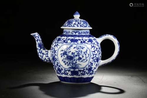 A BLUE AND WHITE TEA POT, DAOGUANG MARK