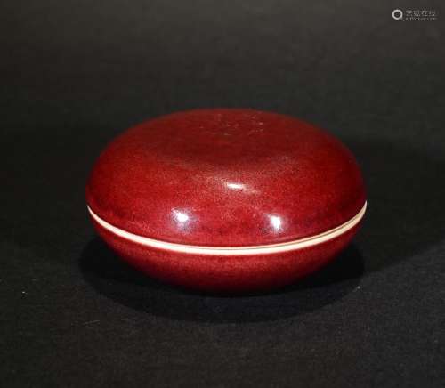 A RED-GLAZED MAKE-UP BOX AND COVER, YONGZHENG MARK