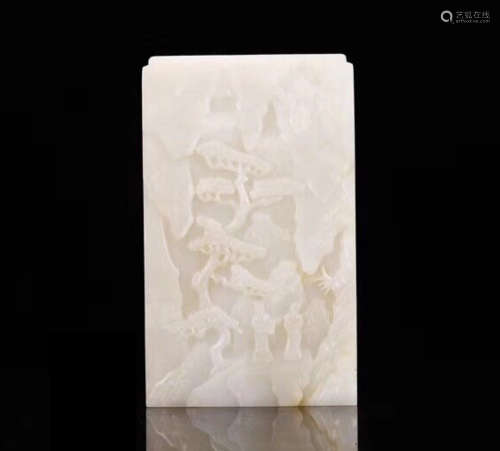 A HETIAN JADE CARVED INK SLAB ORNAMENT