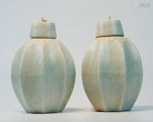 PAIR YINGQING CELADON JAR