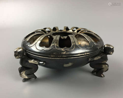 A TRIPOD SILVER CENSER