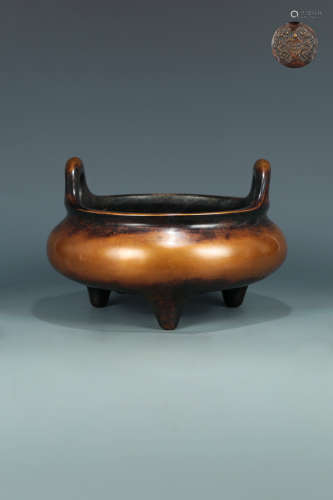 14-16TH CENTURY, A BRONZE TRIPOD CENSER, MING DYNASTY