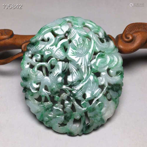 17-19TH CENTURY, A HOLLOWED OUT DESIGN JADE PENDANT, QING DYNASTY