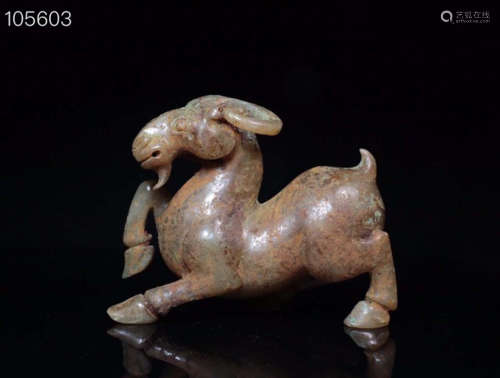 206 BC-220 AD, AN OLD SHEEP DESIGN JADE ORNAMENT, HAN DYNASTY