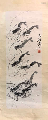 BAISHI QI, <EIGHT SHRIMPS> PAINTING