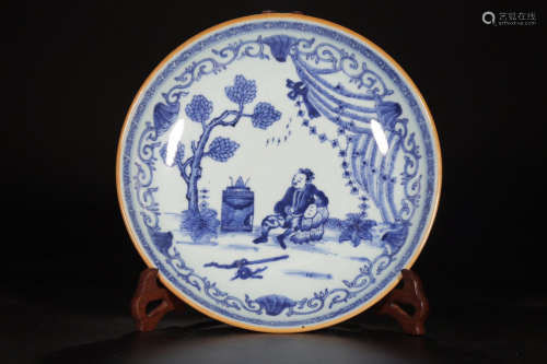 17-19TH CENTURY, A CHARACTER DESIGN PORCELAIN PLATE, QING DYNASTY