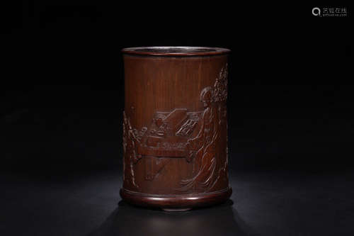 17-19TH CENTURY, A STORY DESIGN BAMBOO BRUSH POT, QING DYNASTY