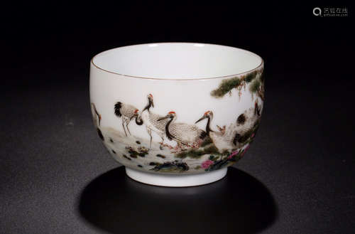 17-19TH CENTURY, A CRANE PATTERN PORCELAIN BOWL, QING DYNASTY