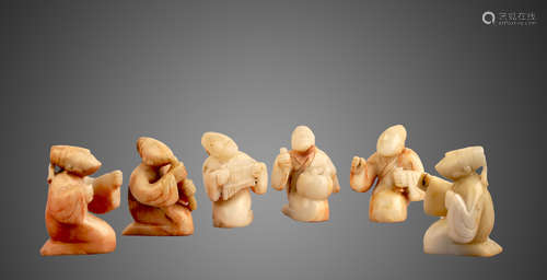 206 BC-220 AD, A SET OF HETIAN JADE FIGURES, HAN DYNASTY