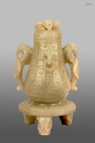 206 BC-220 AD, A ANCIENT PEOPLE PATTERN COVERED VASE, HAN DYNASTY