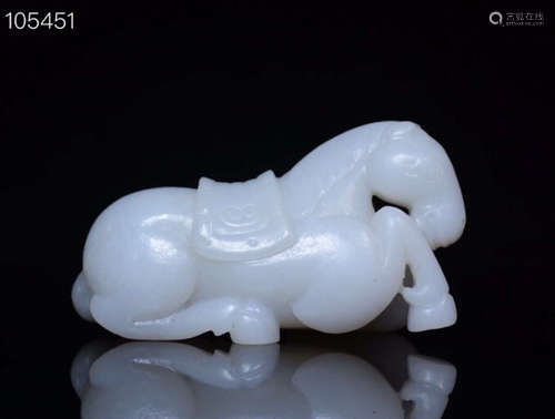 A HORSE DESIGN OLD HETIAN JADE ORNAMENT