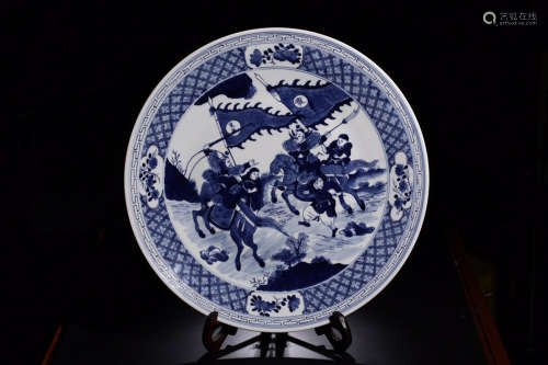 17-19TH CENTURY, A STORY DESIGN PORCELAIN PLATE, QING DYNASTY
