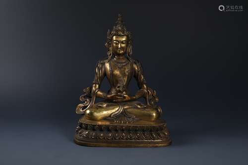 A Finely Cast Gilt Bronze Figure of Amitayus