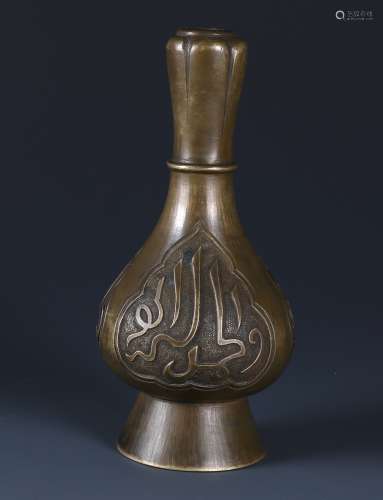 A CHINESE ARABIC-INSCRIBED BRONZE INCENSE VASE
